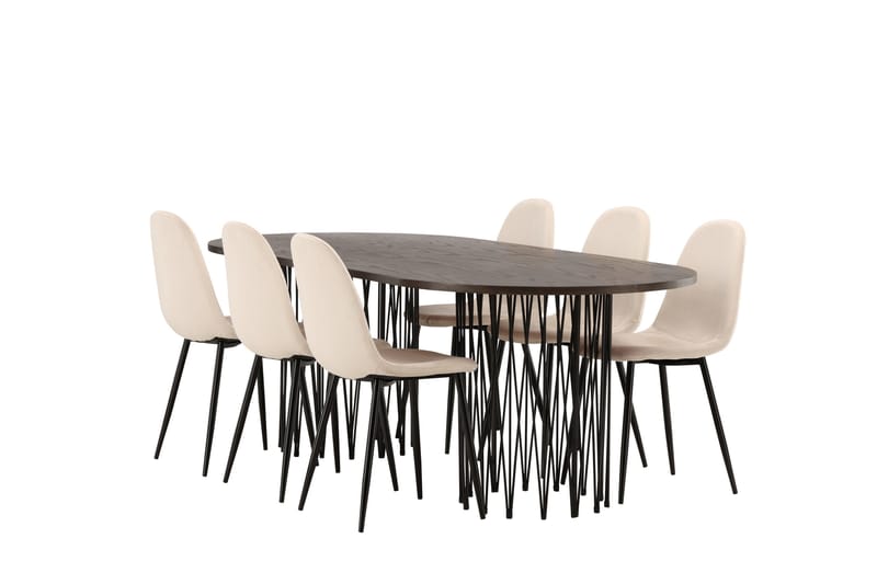 Stone Matgrupp 220 cm Oval med 6 Polar stolar - Beige - Möbler - Matplats - Matgrupp & matbord med stolar