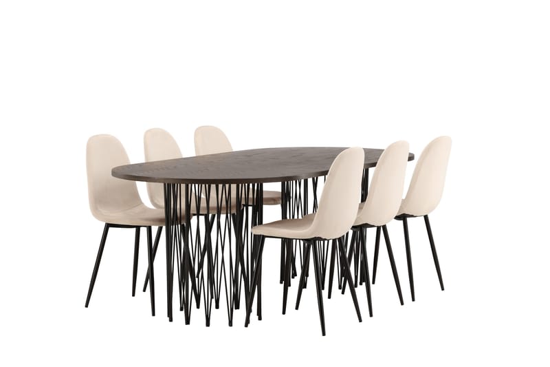 Stone Matgrupp 220 cm Oval med 6 Polar stolar - Beige - Möbler - Matplats - Matgrupp & matbord med stolar