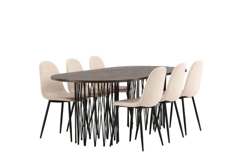 Stone Matgrupp 220 cm Oval med 6 Polar stolar - Beige - Möbler - Matplats - Matgrupp & matbord med stolar