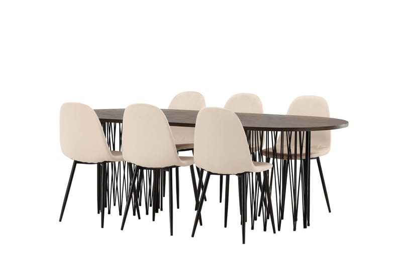 Stone Matgrupp 220 cm Oval med 6 Polar stolar - Beige - Möbler - Matplats - Matgrupp & matbord med stolar