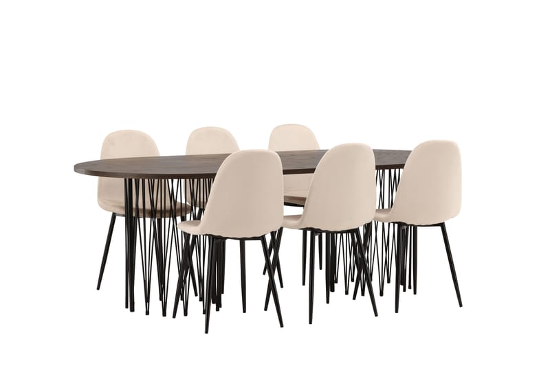 Stone Matgrupp 220 cm Oval med 6 Polar stolar - Beige - Möbler - Matplats - Matgrupp & matbord med stolar
