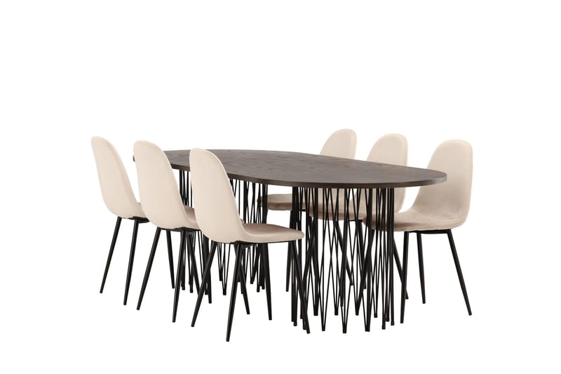 Stone Matgrupp 220 cm Oval med 6 Polar stolar - Beige - Möbler - Matplats - Matgrupp & matbord med stolar
