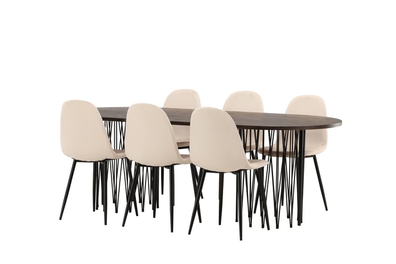 Stone Matgrupp 220 cm Oval med 6 Polar stolar - Beige - Möbler - Matplats - Matgrupp & matbord med stolar