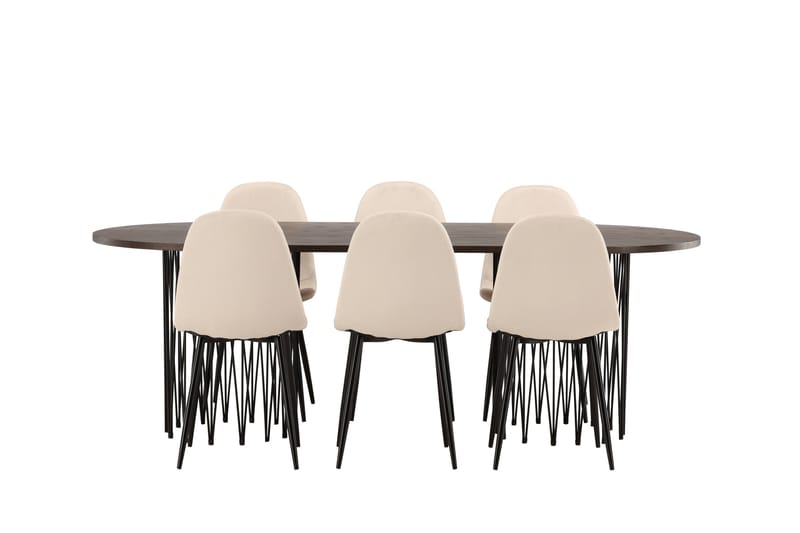 Stone Matgrupp 220 cm Oval med 6 Polar stolar - Beige - Möbler - Matplats - Matgrupp & matbord med stolar