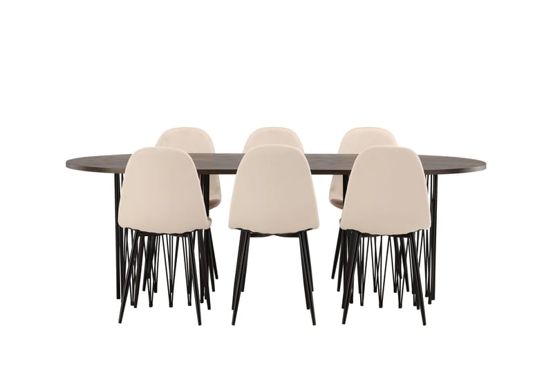Stone Matgrupp 220 cm Oval med 6 Polar stolar, Beige
