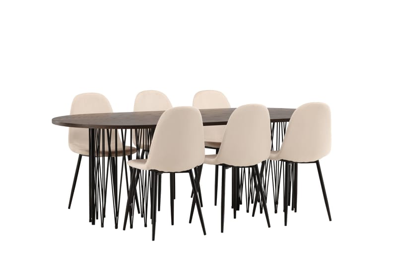 Stone Matgrupp 220 cm Oval med 6 Polar stolar - Beige - Möbler - Matplats - Matgrupp & matbord med stolar
