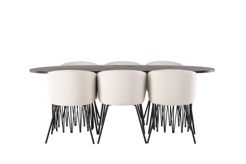 Stone Matgrupp 220 cm Rektangulär med 6 Berit stolar, Beige