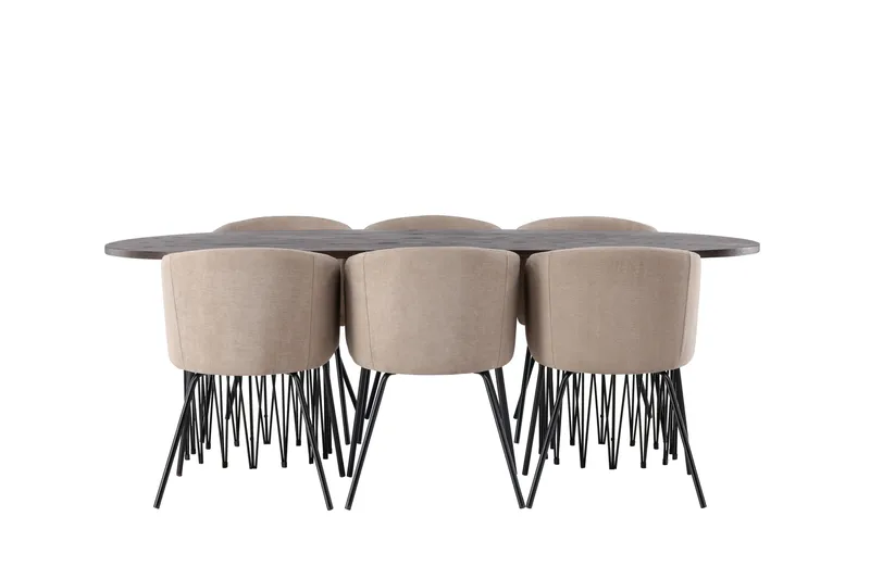 Stone Matgrupp 220 cm Rektangulär med 6 Berit stolar - Beige - Möbler - Matplats - Matgrupp & matbord med stolar