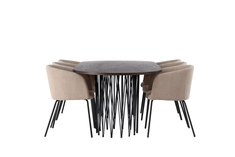 Stone Matgrupp 220 cm Rektangulär med 6 Berit stolar - Beige - Möbler - Matplats - Matgrupp & matbord med stolar