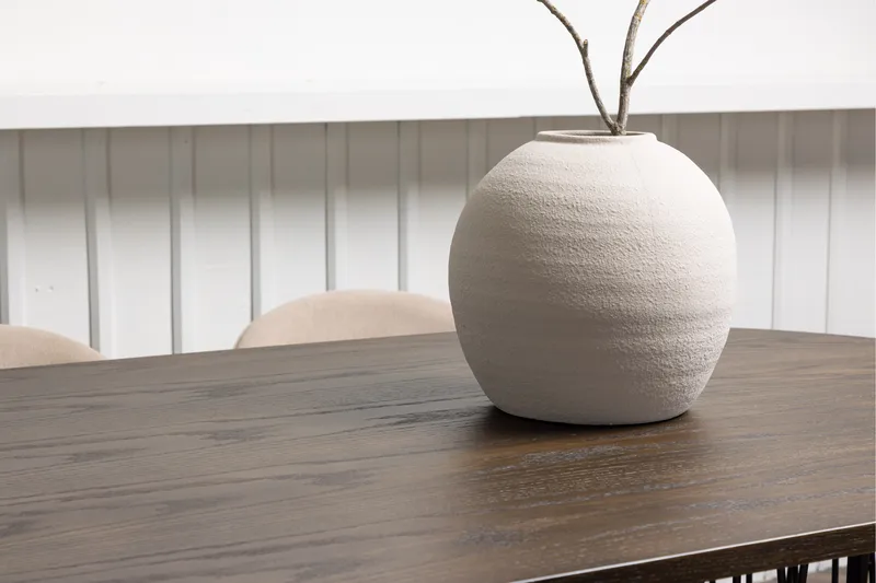 Stone Matgrupp 220 cm Rektangulär med 6 Velvet stolar - Beige - Möbler - Matplats - Matgrupp & matbord med stolar