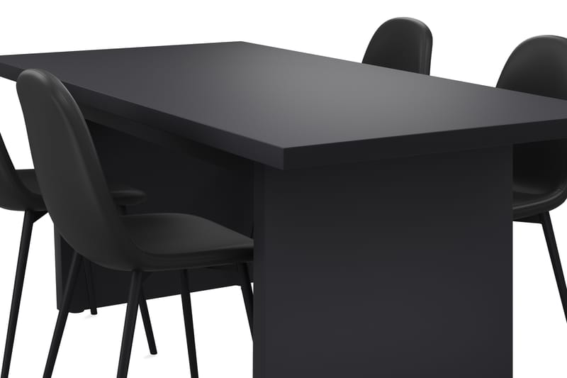 SYRES Matbord 180 cm Grå + 4 NIBE Stolar Svart - Matgrupp & matbord med stolar