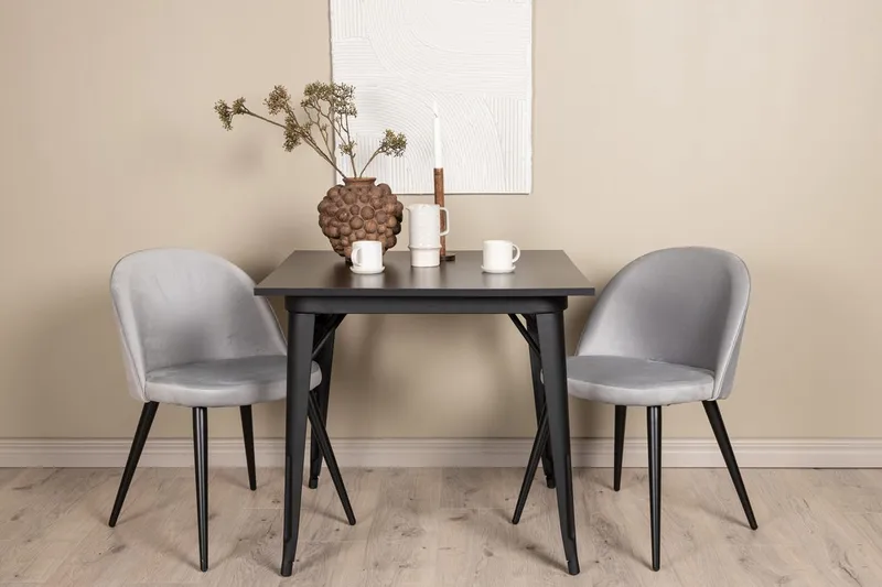 Tempe Matbord 80 cm med 2 Velvet Köksstol Sammet