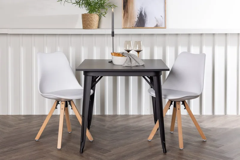 Tempe Matbord 80 cm med 2 Zeno Matstol