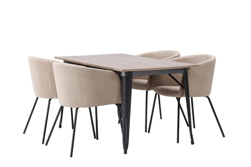 Tempe Matgrupp 140 cm Rektangulär med 4 Berit stolar - Beige - Möbler - Matplats - Matgrupp & matbord med stolar