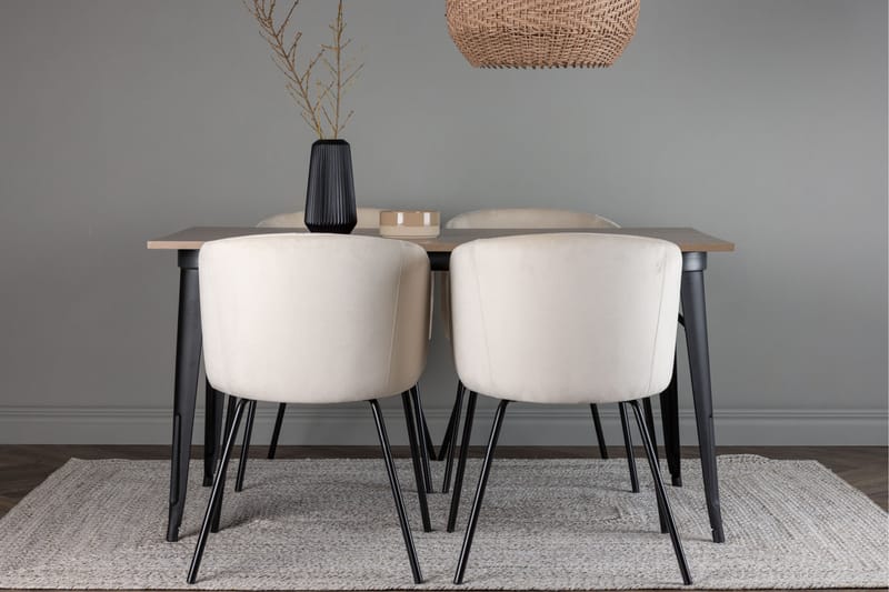 Tempe Matgrupp 140 cm Rektangulär med 4 Berit stolar - Beige - Möbler - Matplats - Matgrupp & matbord med stolar