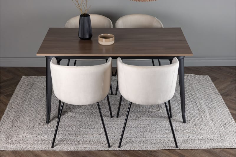 Tempe Matgrupp 140 cm Rektangulär med 4 Berit stolar - Beige - Möbler - Matplats - Matgrupp & matbord med stolar