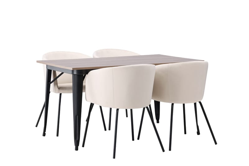Tempe Matgrupp 140 cm Rektangulär med 4 Berit stolar - Beige - Möbler - Matplats - Matgrupp & matbord med stolar