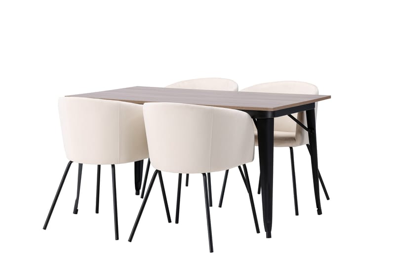 Tempe Matgrupp 140 cm Rektangulär med 4 Berit stolar - Beige - Möbler - Matplats - Matgrupp & matbord med stolar