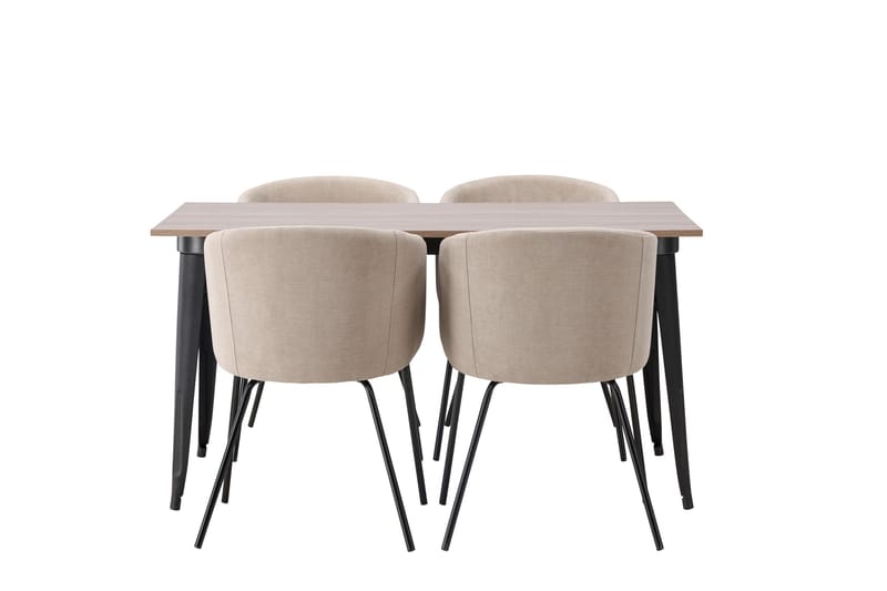Tempe Matgrupp 140 cm Rektangulär med 4 Berit stolar - Beige - Möbler - Matplats - Matgrupp & matbord med stolar