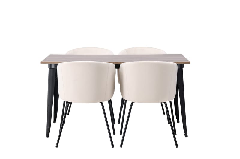 Tempe Matgrupp 140 cm Rektangulär med 4 Berit stolar - Beige - Möbler - Matplats - Matgrupp & matbord med stolar