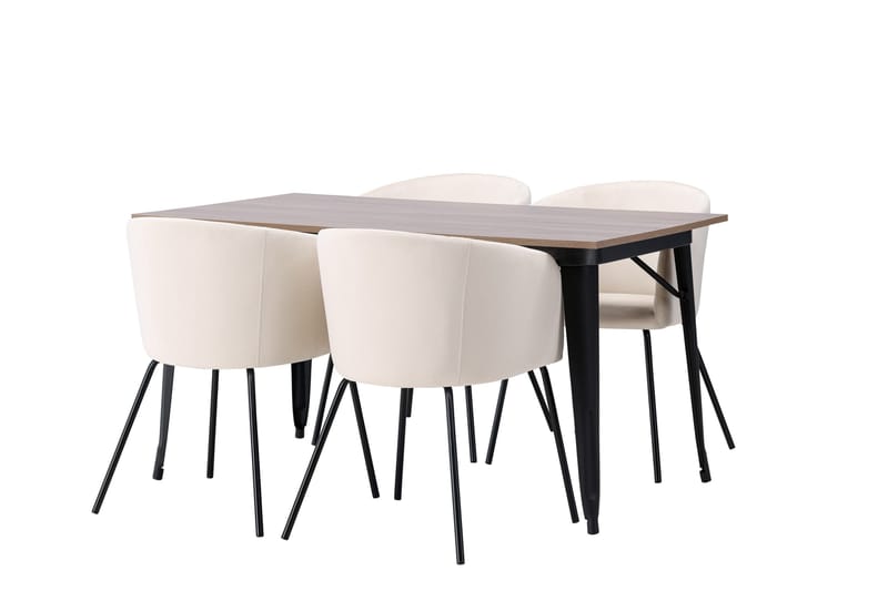 Tempe Matgrupp 140 cm Rektangulär med 4 Berit stolar - Beige - Möbler - Matplats - Matgrupp & matbord med stolar