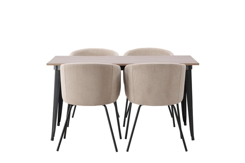 Tempe Matgrupp 140 cm Rektangulär med 4 Berit stolar - Beige - Möbler - Matplats - Matgrupp & matbord med stolar
