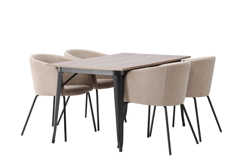 Tempe Matgrupp 140 cm Rektangulär med 4 Berit stolar - Beige - Möbler - Matplats - Matgrupp & matbord med stolar