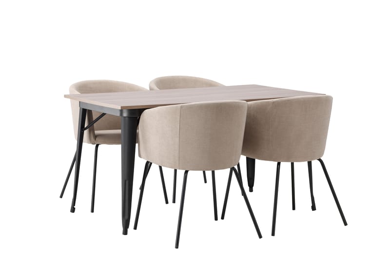 Tempe Matgrupp 140 cm Rektangulär med 4 Berit stolar - Beige - Möbler - Matplats - Matgrupp & matbord med stolar