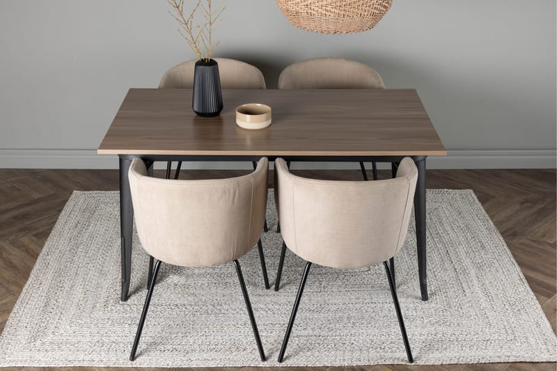 Tempe Matgrupp 140 cm Rektangulär med 4 Berit stolar - Beige - Möbler - Matplats - Matgrupp & matbord med stolar
