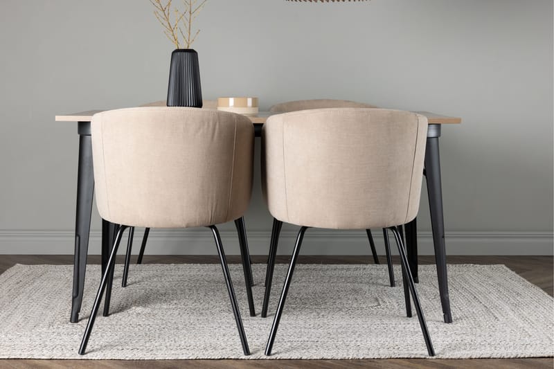 Tempe Matgrupp 140 cm Rektangulär med 4 Berit stolar - Beige - Möbler - Matplats - Matgrupp & matbord med stolar