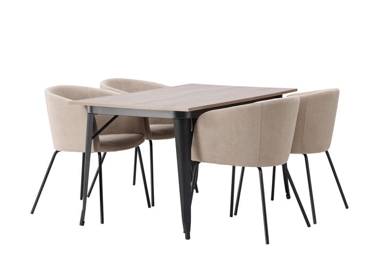 Tempe Matgrupp 140 cm Rektangulär med 4 Berit stolar - Beige - Möbler - Matplats - Matgrupp & matbord med stolar