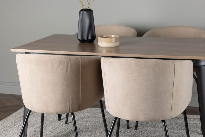 Tempe Matgrupp 140 cm Rektangulär med 4 Berit stolar - Beige - Möbler - Matplats - Matgrupp & matbord med stolar