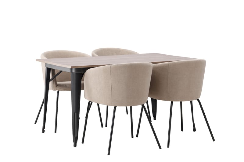 Tempe Matgrupp 140 cm Rektangulär med 4 Berit stolar - Beige - Möbler - Matplats - Matgrupp & matbord med stolar