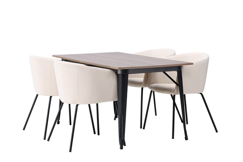 Tempe Matgrupp 140 cm Rektangulär med 4 Berit stolar - Beige - Möbler - Matplats - Matgrupp & matbord med stolar