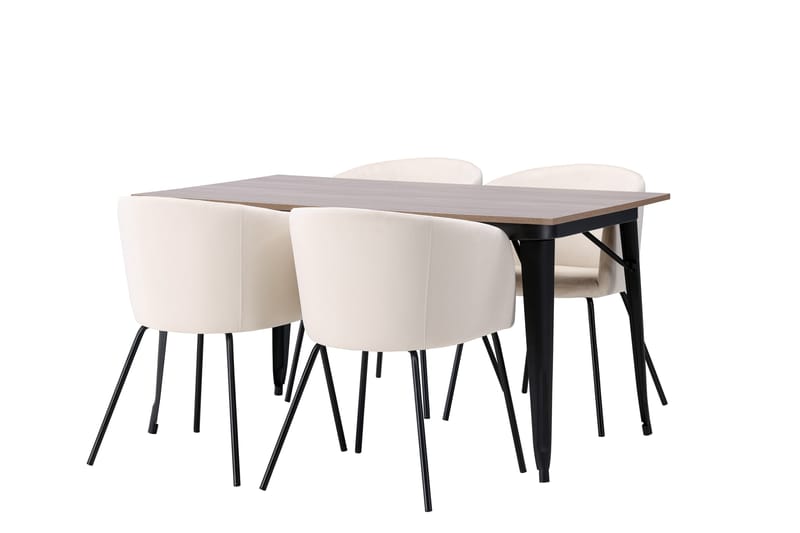 Tempe Matgrupp 140 cm Rektangulär med 4 Berit stolar - Beige - Möbler - Matplats - Matgrupp & matbord med stolar
