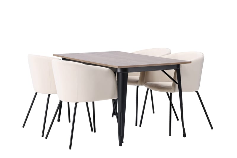 Tempe Matgrupp 140 cm Rektangulär med 4 Berit stolar - Beige - Möbler - Matplats - Matgrupp & matbord med stolar