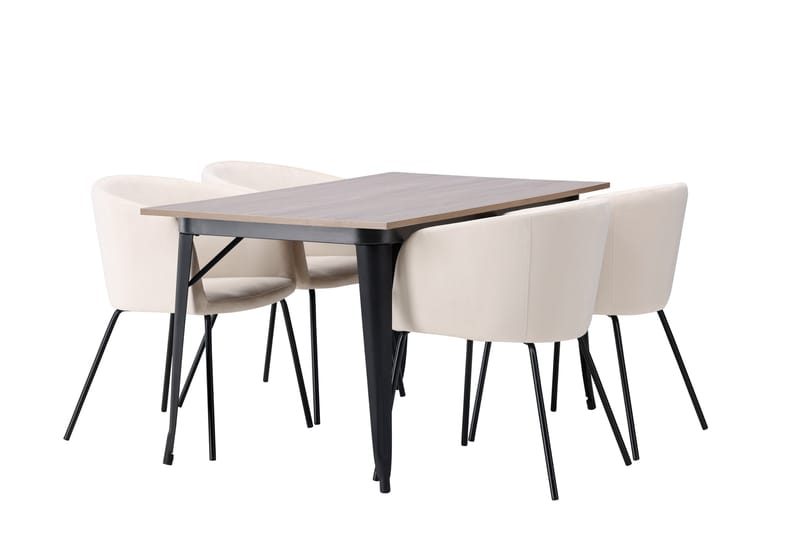 Tempe Matgrupp 140 cm Rektangulär med 4 Berit stolar - Beige - Möbler - Matplats - Matgrupp & matbord med stolar