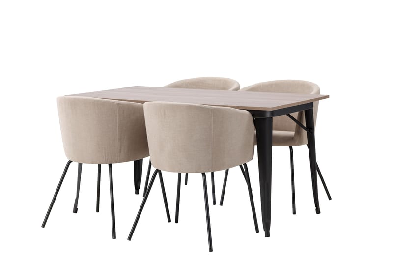 Tempe Matgrupp 140 cm Rektangulär med 4 Berit stolar - Beige - Möbler - Matplats - Matgrupp & matbord med stolar