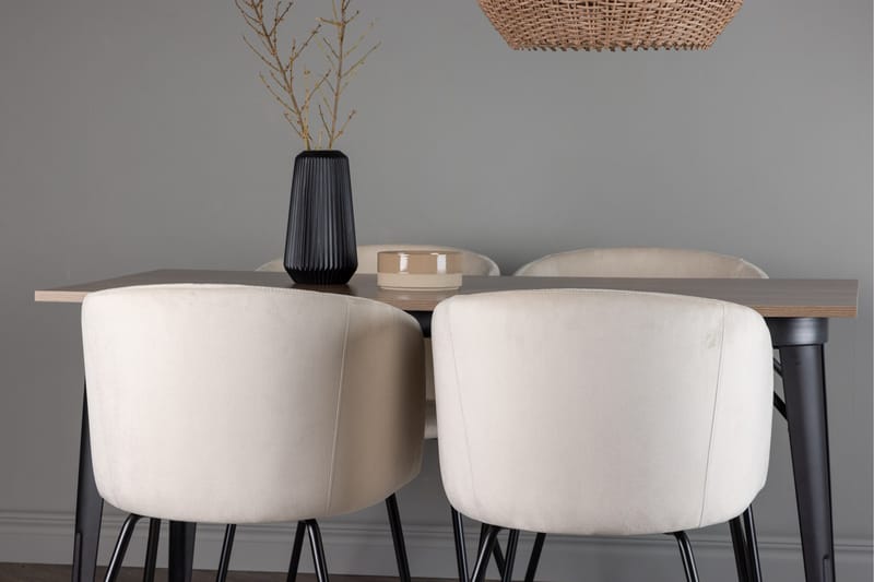 Tempe Matgrupp 140 cm Rektangulär med 4 Berit stolar - Beige - Möbler - Matplats - Matgrupp & matbord med stolar