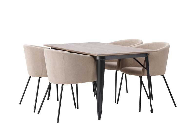 Tempe Matgrupp 140 cm Rektangulär med 4 Berit stolar - Beige - Möbler - Matplats - Matgrupp & matbord med stolar
