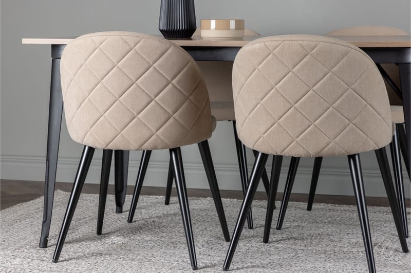 Tempe Matgrupp 140 cm Rektangulär med 4 Velvet stolar - Beige - Möbler - Matplats - Matgrupp & matbord med stolar