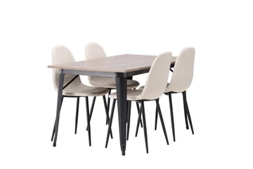 Tempe Matgrupp 140 cm Rektangulär med 4 Polar stolar - Beige - Möbler - Matplats - Matgrupp & matbord med stolar