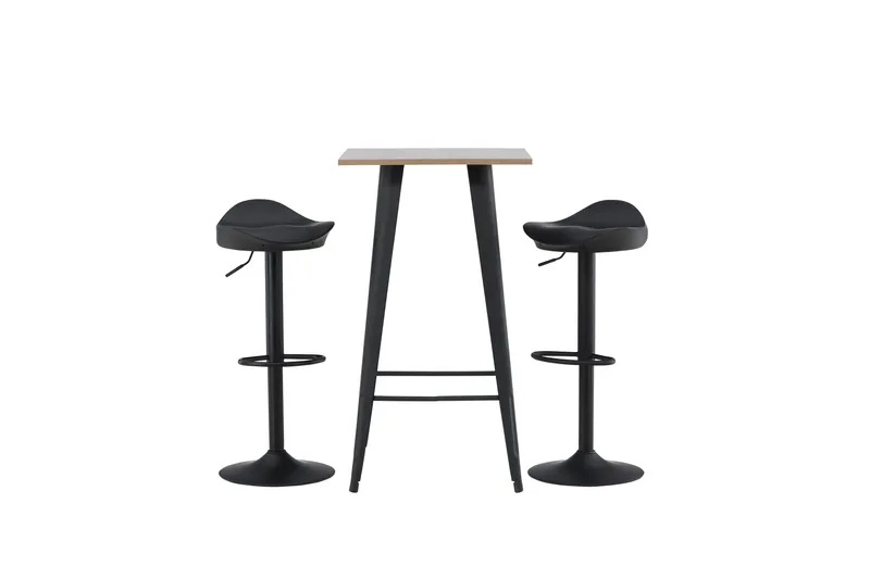 Tempe Matgrupp 60 cm Rektangulär med 2 Adesto stolar, Svart