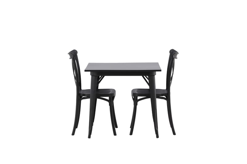 Tempe Matgrupp 80 cm Rektangulär med 2 Crosett stolar, Svart