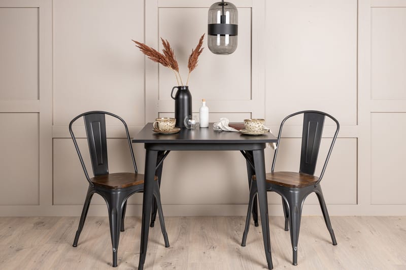 Tempe Matgrupp  80 cm Rektangulär med 2 Tempe stolar - Mörkgrå - Möbler - Matplats - Matgrupp & matbord med stolar