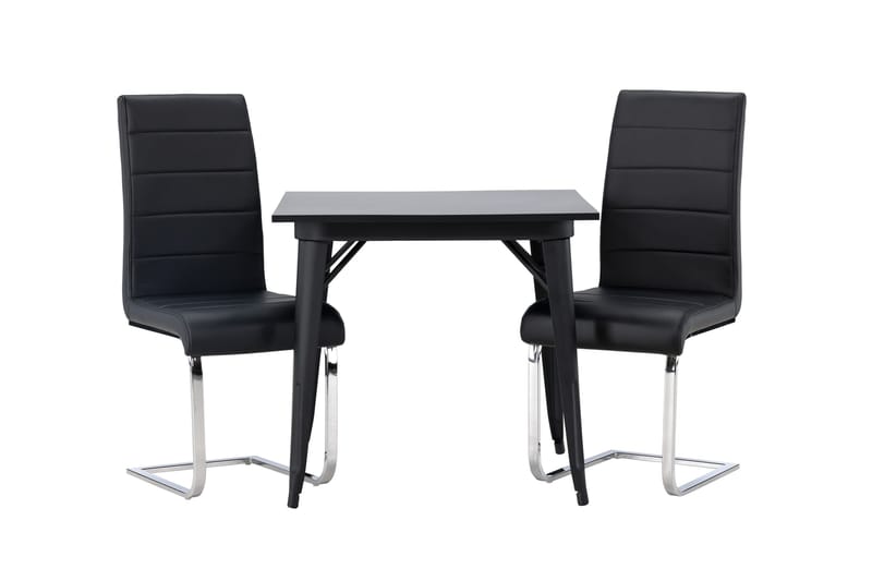 Tempe Matgrupp 80 cm Rektangulär med 2 Tempo stolar, Svart