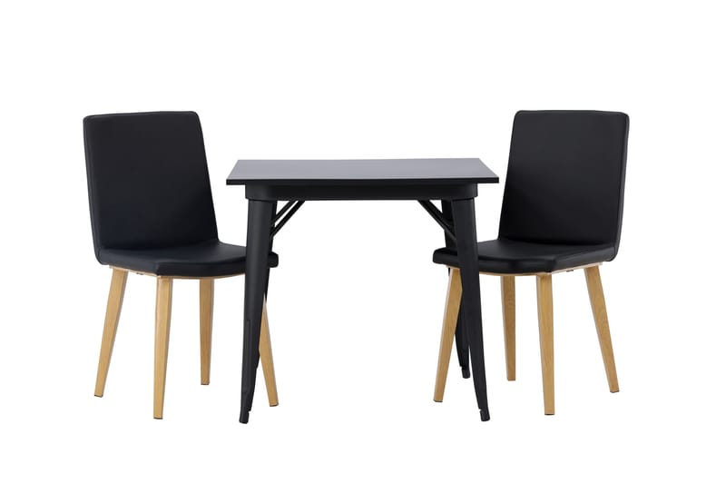 Tempe Matgrupp 80 cm Rektangulär med 2 Today stolar, Svart