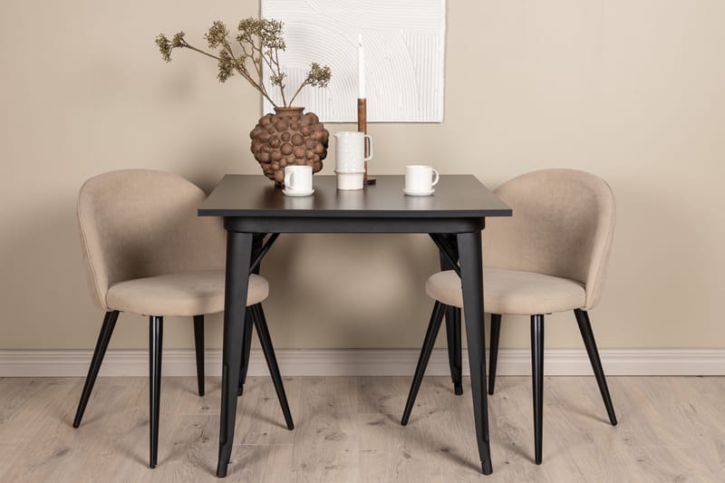 Tempe Matgrupp 80 cm Rektangulär med 2 Velvet stolar - Beige - Möbler - Matplats - Matgrupp & matbord med stolar