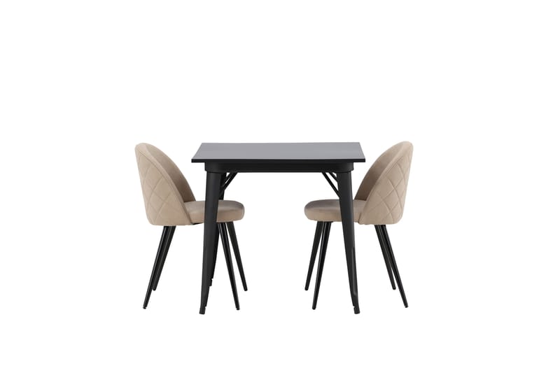 Tempe Matgrupp 80 cm Rektangulär med 2 Velvet stolar - Beige - Möbler - Matplats - Matgrupp & matbord med stolar