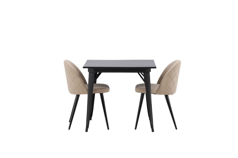 Tempe Matgrupp 80 cm Rektangulär med 2 Velvet stolar - Beige - Möbler - Matplats - Matgrupp & matbord med stolar